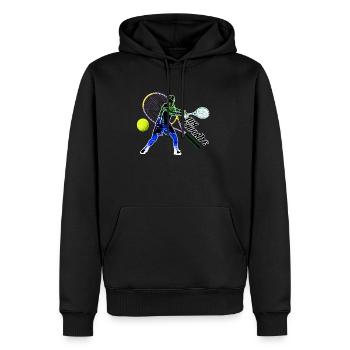 tennis 9 - Sweat à capuche Premium bio Homme - noir - Devant - Nico (187cm)