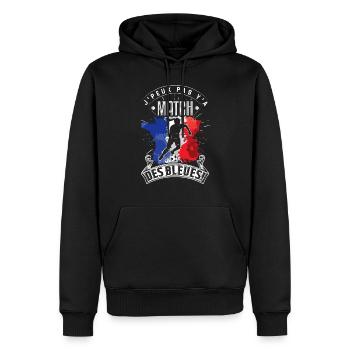 Les Bleues Fußballer. Französische Frauen-Nationalmannschaft - Männer Premium Bio Hoodie - Schwarz - Vorne - Nico (187cm)