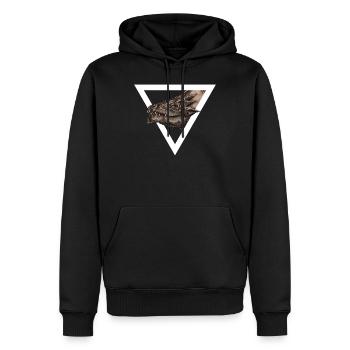 Drache im Dreieck - Männer Premium Bio Hoodie - Schwarz - Vorne - Nico (187cm)
