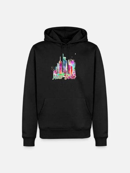 New York J - Männer Premium Bio Hoodie - Schwarz