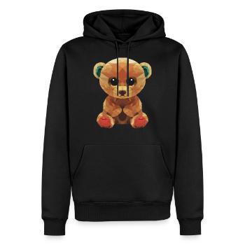 Grand ours en peluche avec des yeux géants conception polygone - Sweat à capuche Premium bio Homme - noir - Devant - Nico (187cm)