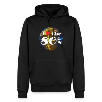 J'adore le bal disco des années 80 - Sweat à capuche Premium bio Homme - noir - Devant - Nico (187cm)