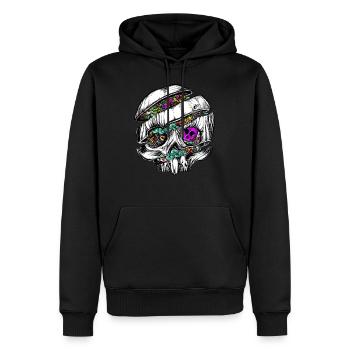 Crâne en tranches avec griffonnages - Sweat à capuche Premium bio Homme - noir - Devant - Nico (187cm)