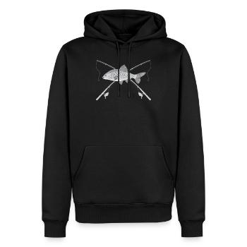 Pêche Pêche J'aime le cadeau de crochet de pêcheur - Sweat à capuche Premium bio Homme - noir - Devant - Nico (187cm)