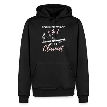 Clarinette idée cadeau femme clarinette - Sweat à capuche Premium bio Homme - noir - Devant - Nico (187cm)