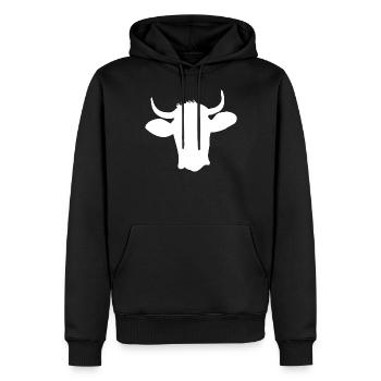 Kuhkopf - Männer Premium Bio Hoodie - Schwarz - Vorne - Nico (187cm)