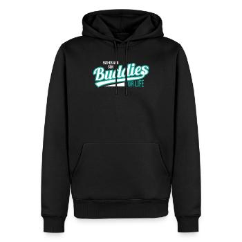 Père et fils amis - Sweat à capuche Premium bio Homme - noir - Devant - Nico (187cm)