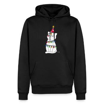 Cadeau de noël chat noël noël - Sweat à capuche Premium bio Homme - noir - Devant - Nico (187cm)