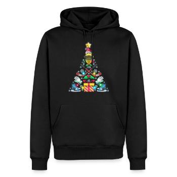Ice Hockey Christmas Ugly Christmas Ornament Tree - Men’s Premium Organic Hoodie - black - Front - Nico (187cm)