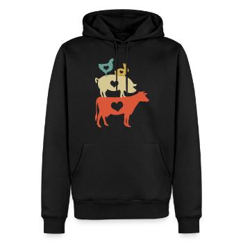 Vegan vegan vegan animaux coeur - Sweat à capuche Premium bio Homme - noir - Devant - Nico (187cm)