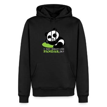 Panda - Männer Premium Bio Hoodie - Schwarz - Vorne - Nico (187cm)