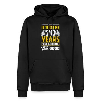 Geburtstag 70 Jahre - Männer Premium Bio Hoodie - Schwarz - Vorne - Nico (187cm)