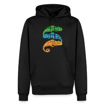 Chamäleon Retro - Männer Premium Bio Hoodie - Schwarz - Vorne - Nico (187cm)