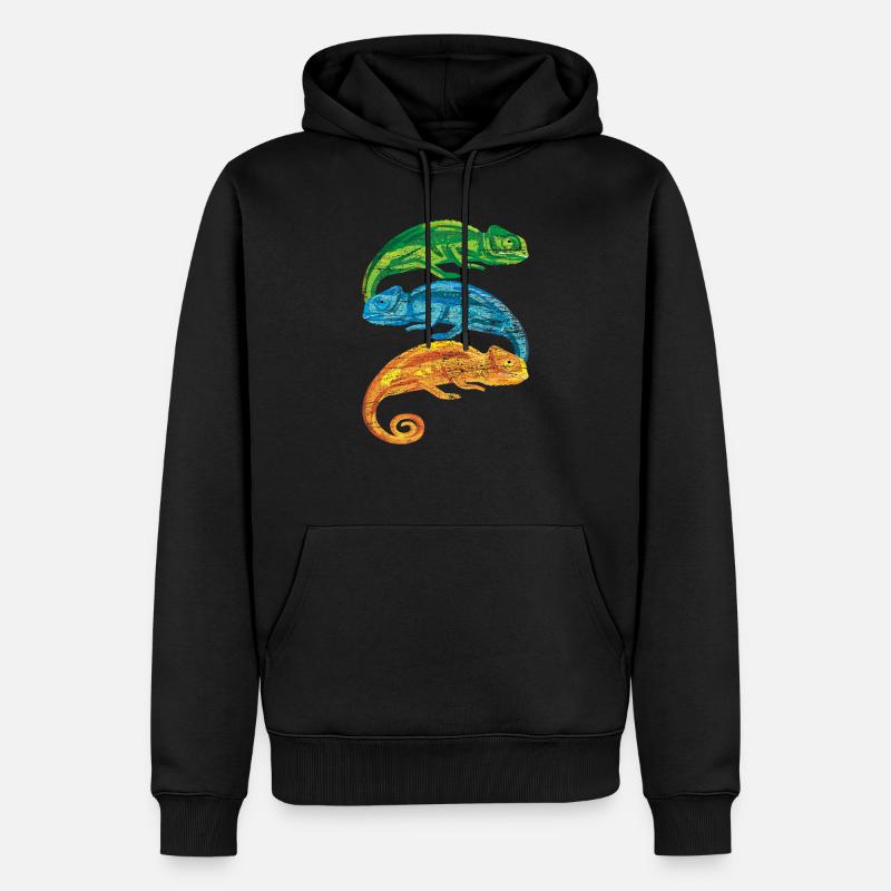 Caméléon rétro - Sweat à capuche Premium bio Homme - noir