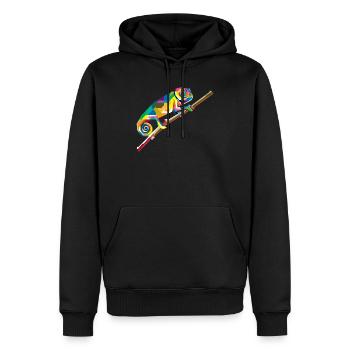 Animal caméléon - Sweat à capuche Premium bio Homme - noir - Devant - Nico (187cm)