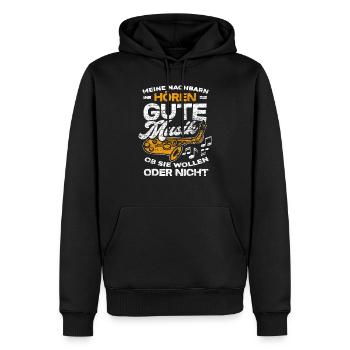 Musique de saxophone - Sweat à capuche Premium bio Homme - noir - Devant - Nico (187cm)