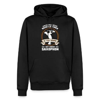 Saxophon Alter Mann - Männer Premium Bio Hoodie - Schwarz - Vorne - Nico (187cm)