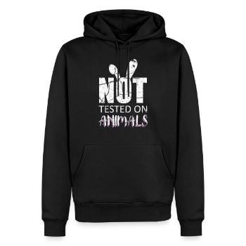 Animal testing - Men’s Premium Organic Hoodie - black - Front - Nico (187cm)