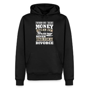 Divorce Pay - Men’s Premium Organic Hoodie - black - Front - Nico (187cm)
