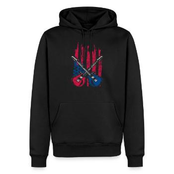 Guitare USA - Sweat à capuche Premium bio Homme - noir - Devant - Nico (187cm)