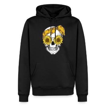 Skull Sunflower Shirt Cute Floral Gift Flower - Men’s Premium Organic Hoodie - black - Front - Nico (187cm)