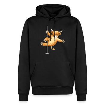 Vache Scottish Highland Cattle Highland Pole Dance - Sweat à capuche Premium bio Homme - noir - Devant - Nico (187cm)
