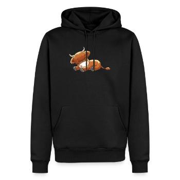Pyjama bovin Highland Scottish Highland - Sweat à capuche Premium bio Homme - noir - Devant - Nico (187cm)