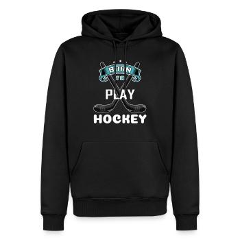 Geboren, Hockey zu spielen Lustiger cooler sagender Sportliebhaber - Männer Premium Bio Hoodie - Schwarz - Vorne - Nico (187cm)