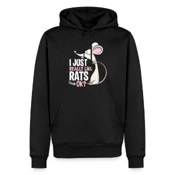 Rats animal préféré - Sweat à capuche Premium bio Homme - noir - Devant - Nico (187cm)