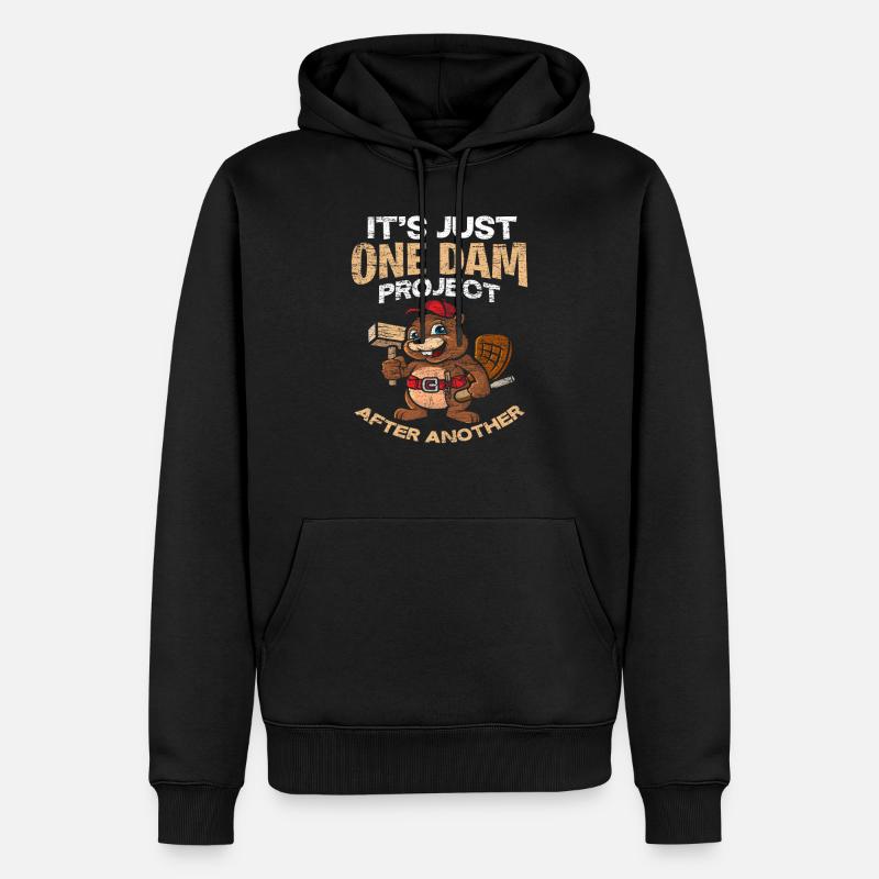 castor - Sweat à capuche Premium bio Homme - noir