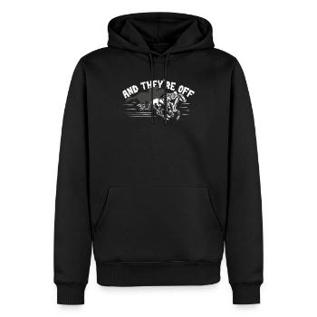 Courses hippiques - Sweat à capuche Premium bio Homme - noir - Devant - Nico (187cm)