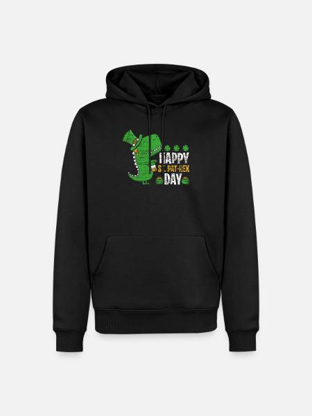 St. Patrick's Day T-Rex - Men’s Premium Organic Hoodie - black