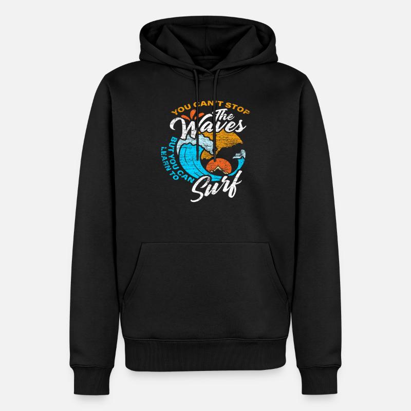 Surf des vagues - Sweat à capuche Premium bio Homme - noir