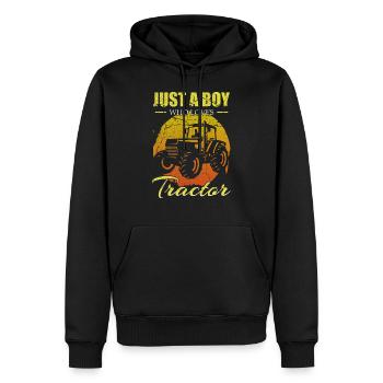 Traktor - Männer Premium Bio Hoodie - Schwarz - Vorne - Nico (187cm)