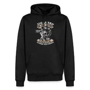 Arts martiaux Jiu Jitsu - Sweat à capuche Premium bio Homme - noir - Devant - Nico (187cm)