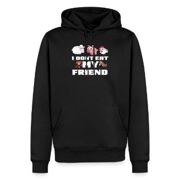 Vegan - Männer Premium Bio Hoodie - Schwarz - Vorne - Nico (187cm)