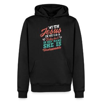 Volleyball Ball Sports Christian - Men’s Premium Organic Hoodie - black - Front - Nico (187cm)