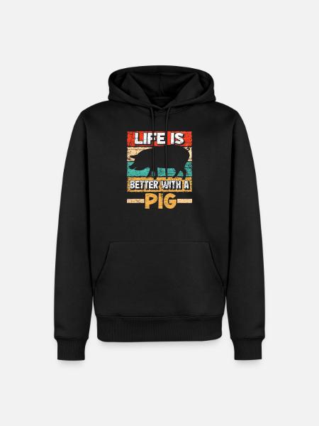 Schwein - Männer Premium Bio Hoodie - Schwarz