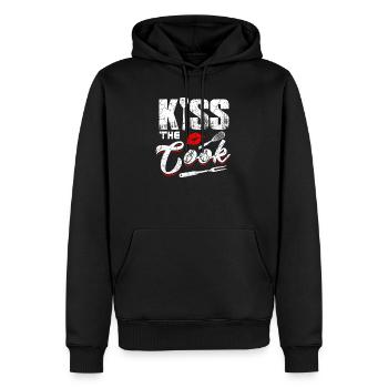 Küss den Koch - Männer Premium Bio Hoodie - Schwarz - Vorne - Nico (187cm)