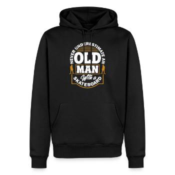 Skateboard old man - Men’s Premium Organic Hoodie - black - Front - Nico (187cm)