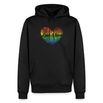Love Is Love LGBT Pride Fingerprint Heart Supports - Männer Premium Bio Hoodie - Schwarz - Vorne - Nico (187cm)