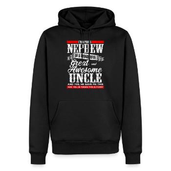 Cadeau amusant pour neveux - Sweat à capuche Premium bio Homme - noir - Devant - Nico (187cm)