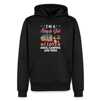 Je suis une fille simple, j'aime les chiens, le camping et le vin - Sweat à capuche Premium bio Homme - noir - Devant - Nico (187cm)