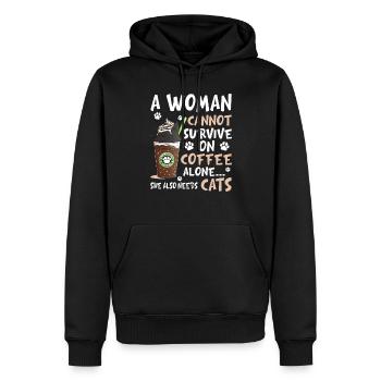Une femme ne peut survivre seule avec du café - Sweat à capuche Premium bio Homme - noir - Devant - Nico (187cm)
