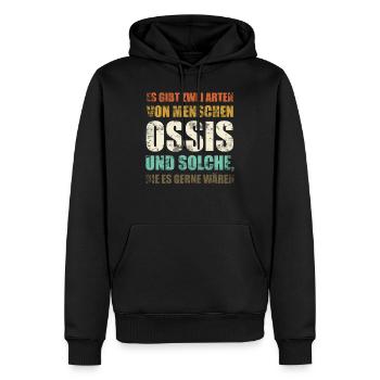 Zwei Arten von Menschen Ossis DDR Ostdeutschland - Männer Premium Bio Hoodie - Schwarz - Vorne - Nico (187cm)