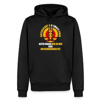 Unterschätz Niemals Alten Mann DDR Ostdeutschland - Männer Premium Bio Hoodie - Schwarz - Vorne - Nico (187cm)