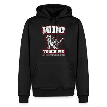 Judo drôle - Sweat à capuche Premium bio Homme - noir - Devant - Nico (187cm)