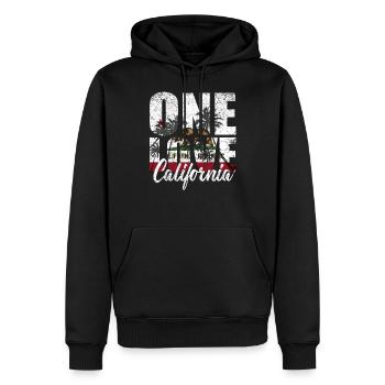 Kalifornien - Männer Premium Bio Hoodie - Schwarz - Vorne - Nico (187cm)