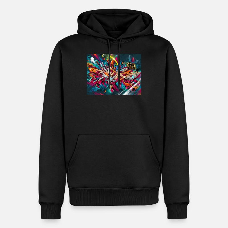 Buntes Graffiti - Männer Premium Bio Hoodie - Schwarz
