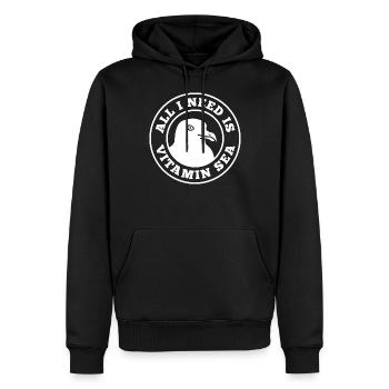 Jeu de mots mer de vitamine Allemagne du Nord - Sweat à capuche Premium bio Homme - noir - Devant - Nico (187cm)